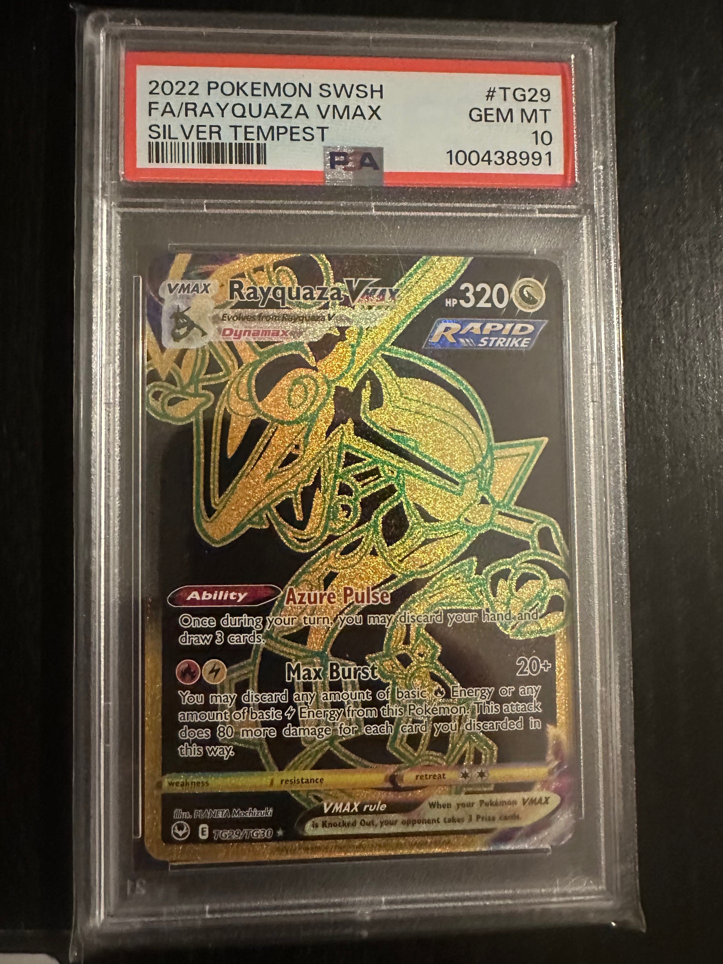 Rayquaza Black & Gold Vmax #TG29 PSA 10 Silver Tempest 2022