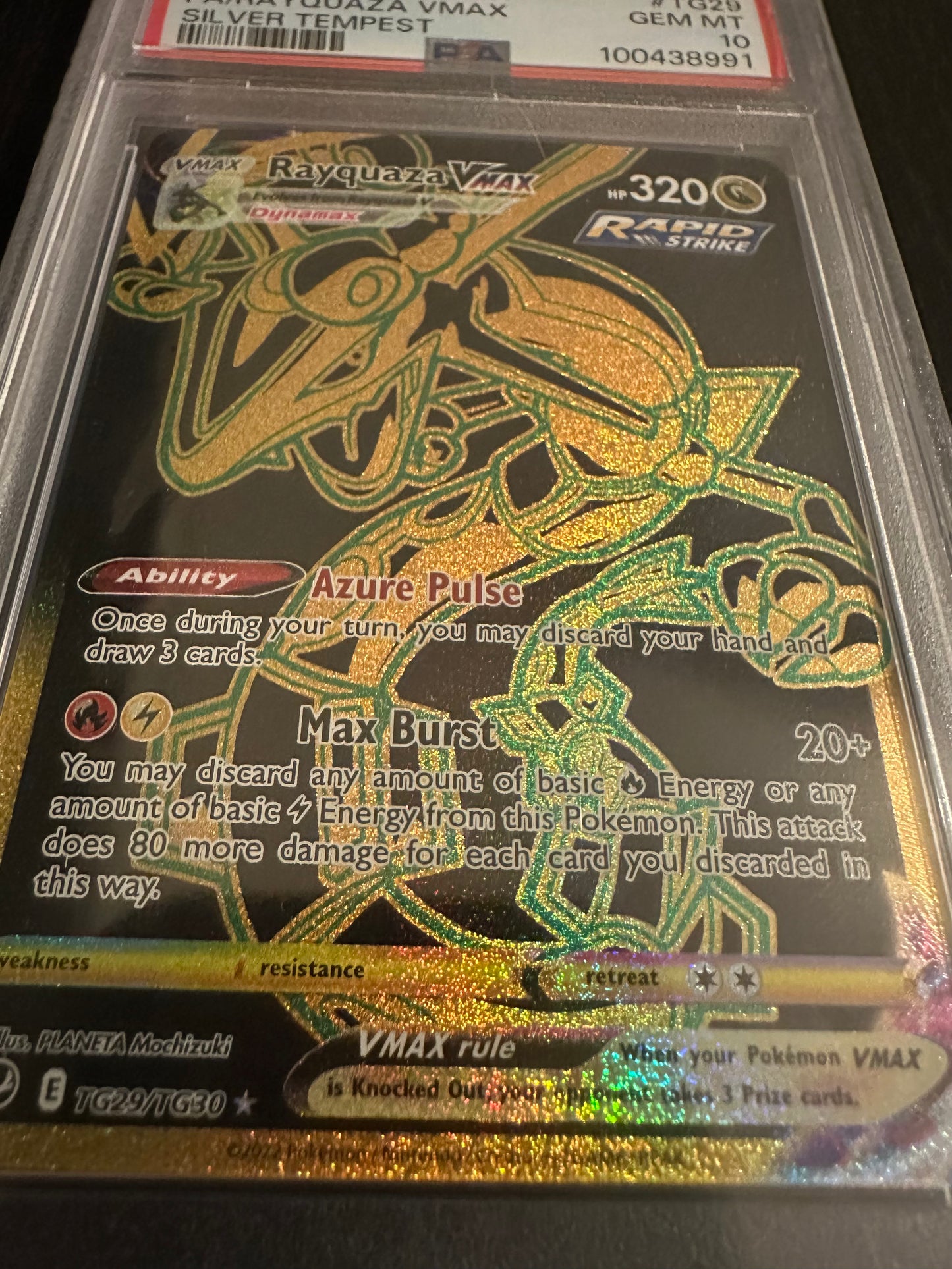 Rayquaza Black & Gold Vmax #TG29 PSA 10 Silver Tempest 2022