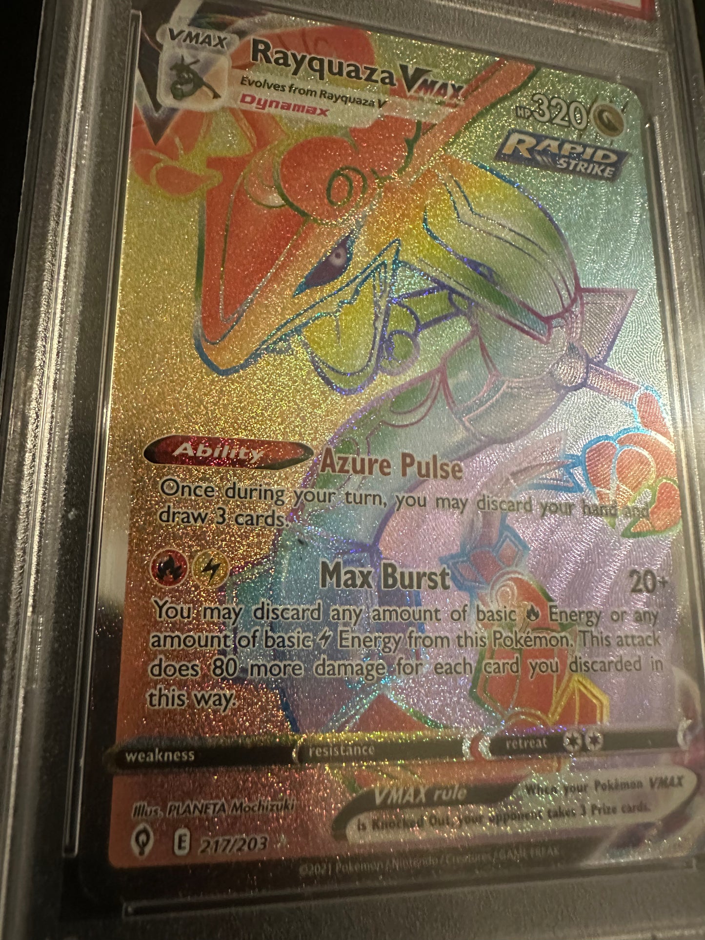 Rayquaza Rainbow Vmax #217 PSA 10 Evolving Skies 2021