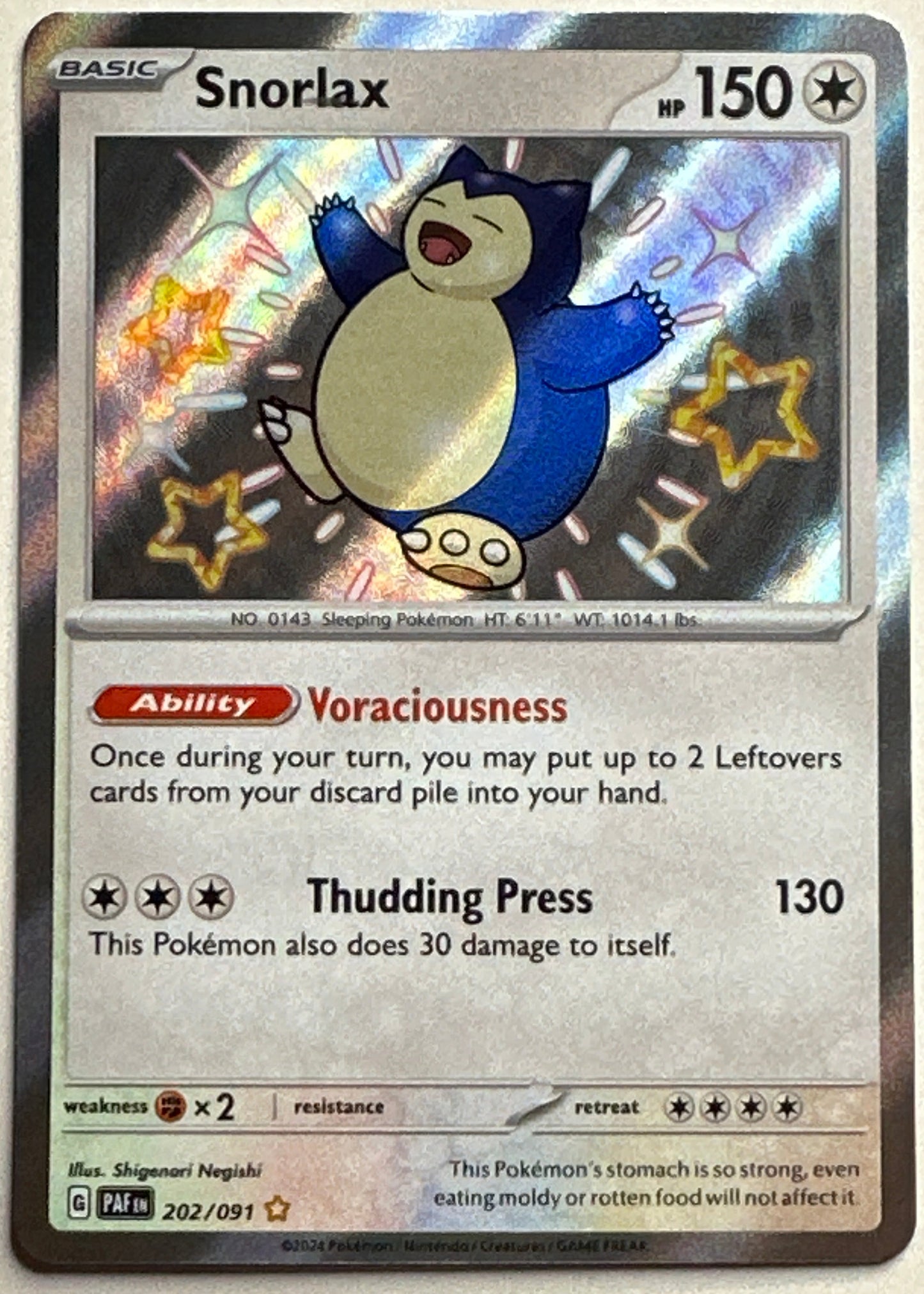 Snorlax Baby Shiny #202/091 Pokemon Paldean Fates