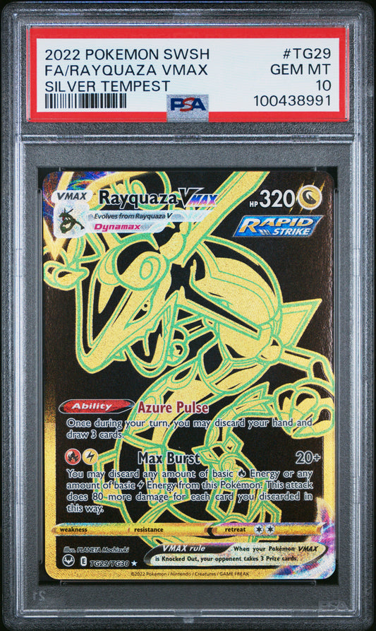 Rayquaza Black & Gold Vmax #TG29 PSA 10 Silver Tempest 2022