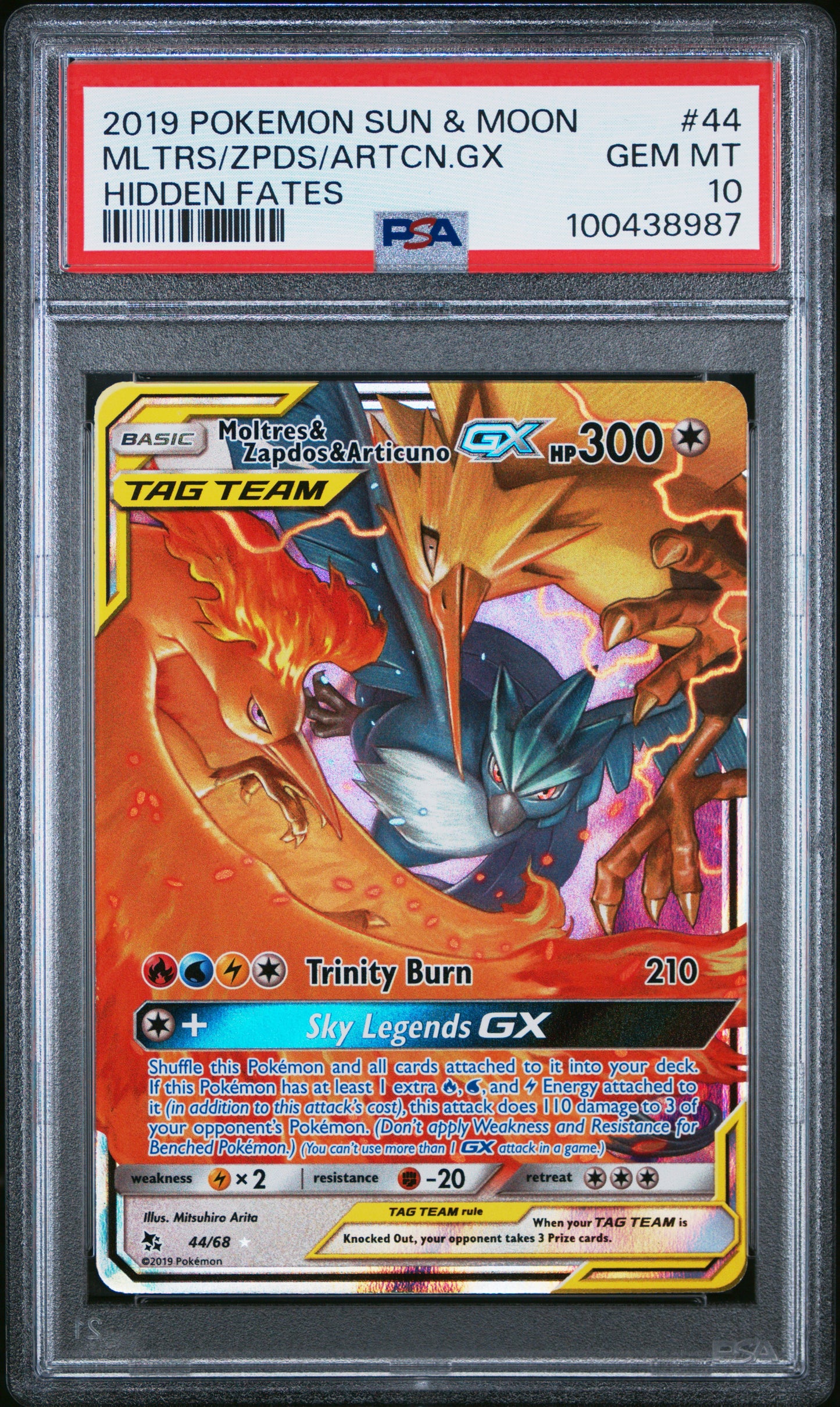 Moltres Zapdos Articuno GX #44 PSA 10 Pokemon Hidden Fates